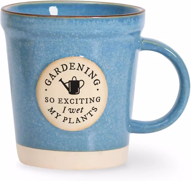 History and Heraldry Pre-personalised Gardening Plant Pot Mug in Blue Ceramic Stoneware