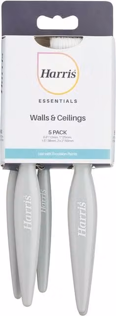 Harris Essentials Walls and Ceilings Brushes, Pack of 5, Grey
