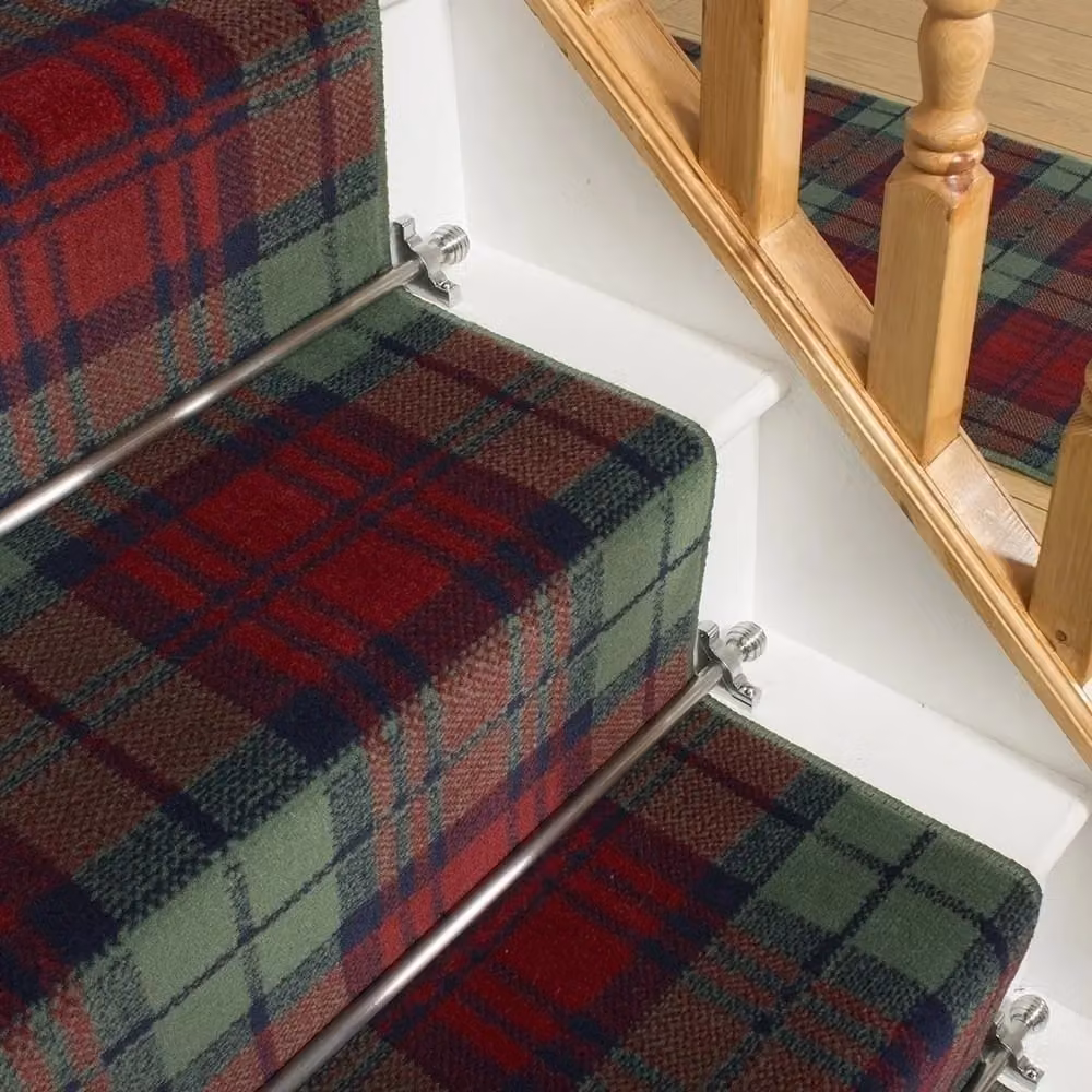 runrug Tartan Stair Runner Carpet in Red, W: 70 cm, L: 600 cm – 3