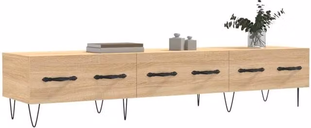 Berkfield Home TV Cabinet in Sonoma Oak and Beige, W/D/H: 150 x 36 x 30 cm – 1