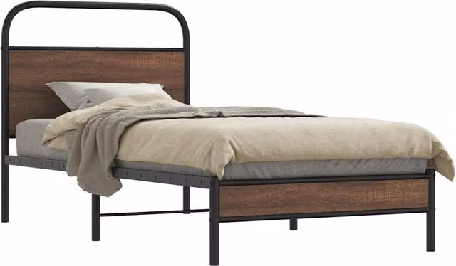 Berkfield Home Classic Bed Frame in Brown Oak, W/D/H: 90 x 190 cm