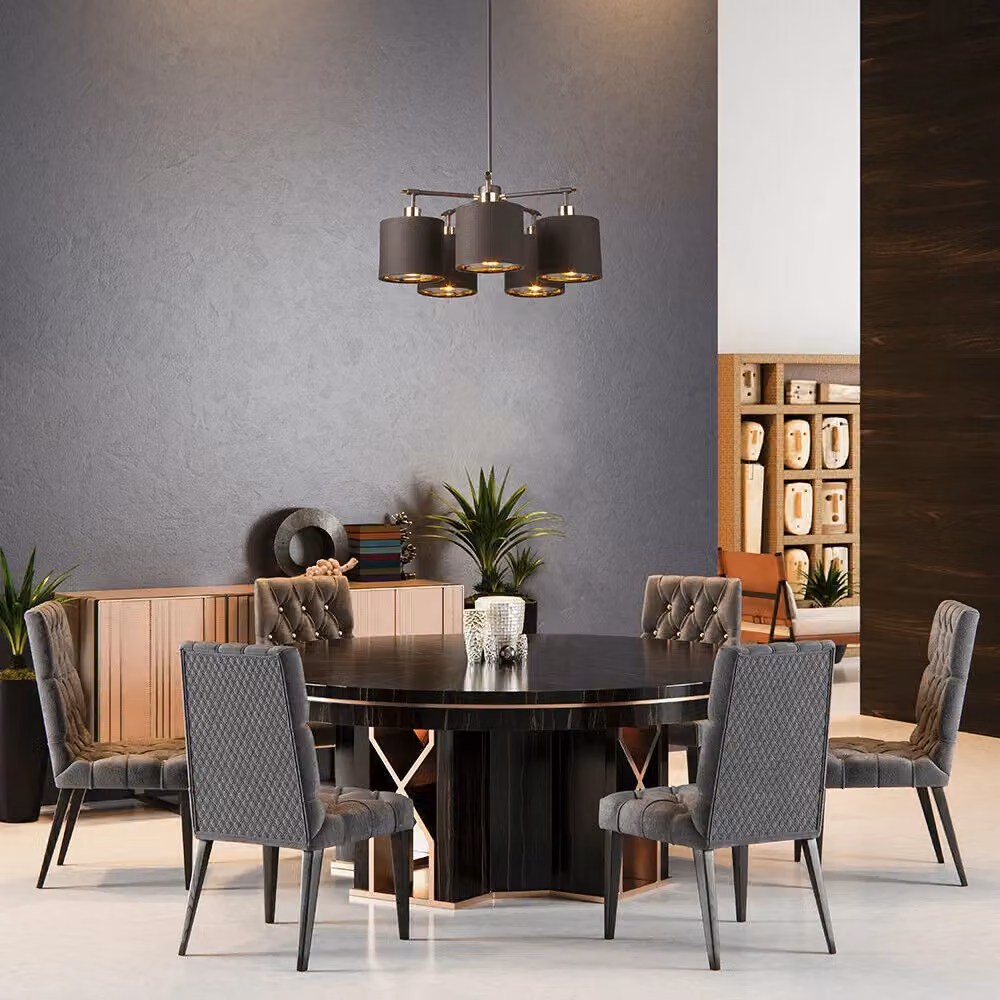 Loops 5-Bulb Suspended Chandelier in Polished Brass and Brown – 2