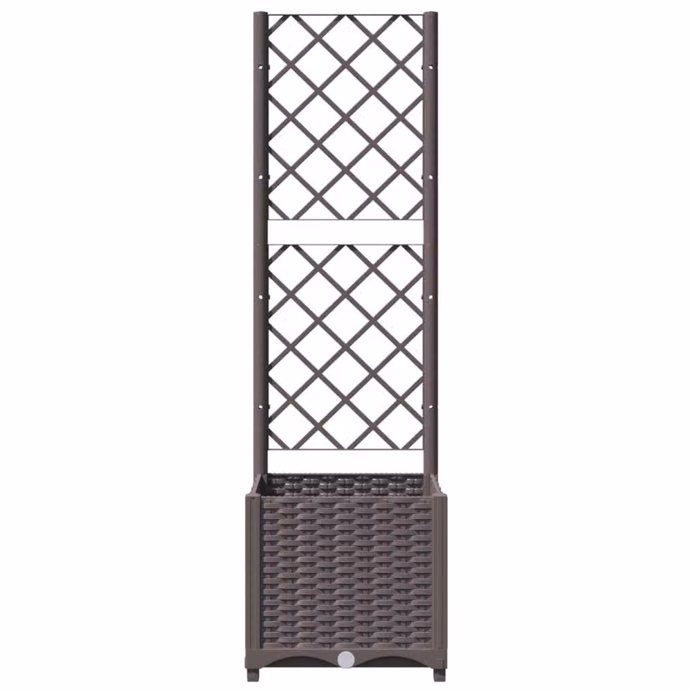 Berkfield Home Garden Planter with Trellis in Brown, W/D/H: 40 x 40 x 136 cm – 3