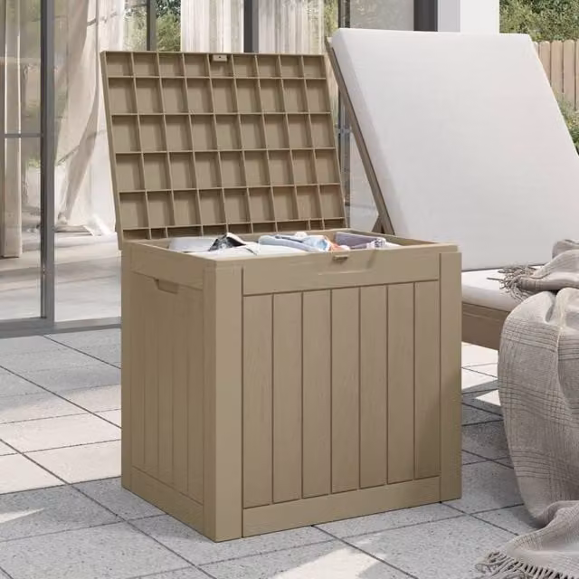 Berkfield Home Garden Storage Box in Brown Plastic, W/D/H: 55.5 x 43 x 53 cm