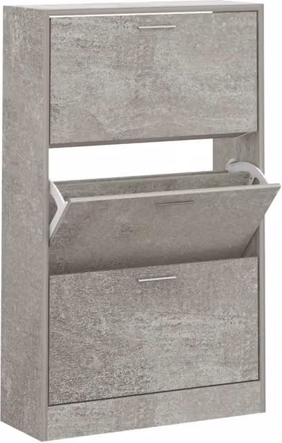 Berkfield Home Concrete Grey Shoe Cabinet with Tilting Compartments, W/D/H: 63 x 24 x 103 cm