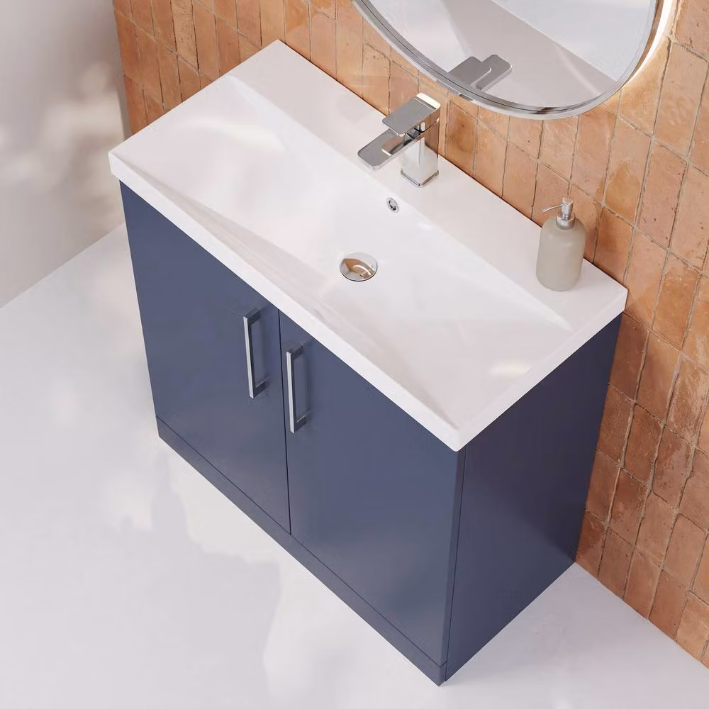 Balterley Blue Floor Standing Bathroom Vanity Unit with 2 Soft Close Doors, Width: 80 cm – 2