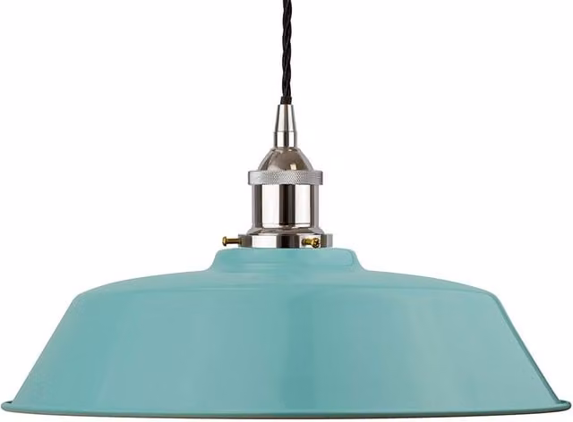 SE Home Chancery Pendant Light in Duck Egg Blue with Nickel and Black Twisted Metal Details