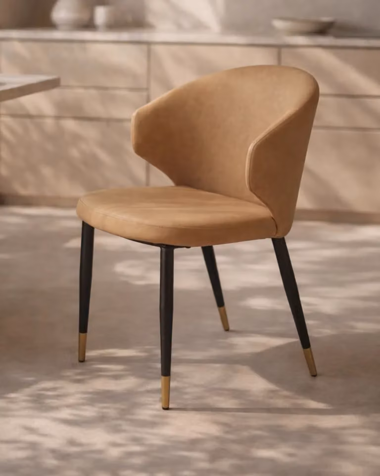 Tommy Franks Dining Chair in Brown Synthetic Leather