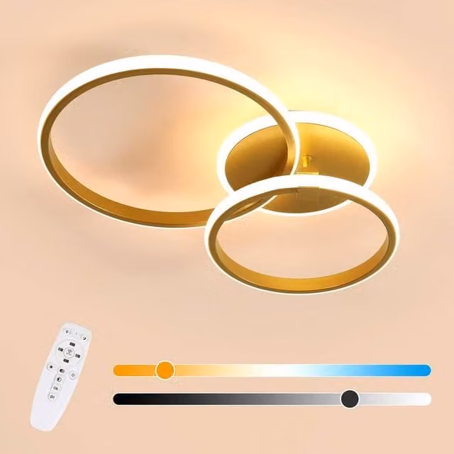 Goeco Modern Round LED Ceiling Light, 42W Dimmable with Remote Control, Gold