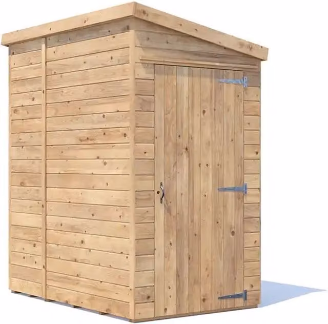 Dunster House Wooden Pent Roof Shed in Brown, 4x6ft