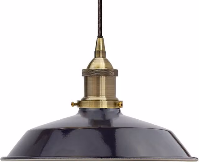 SE Home Trinity Small Metal Pendant Light in Navy Blue and Antique Brass