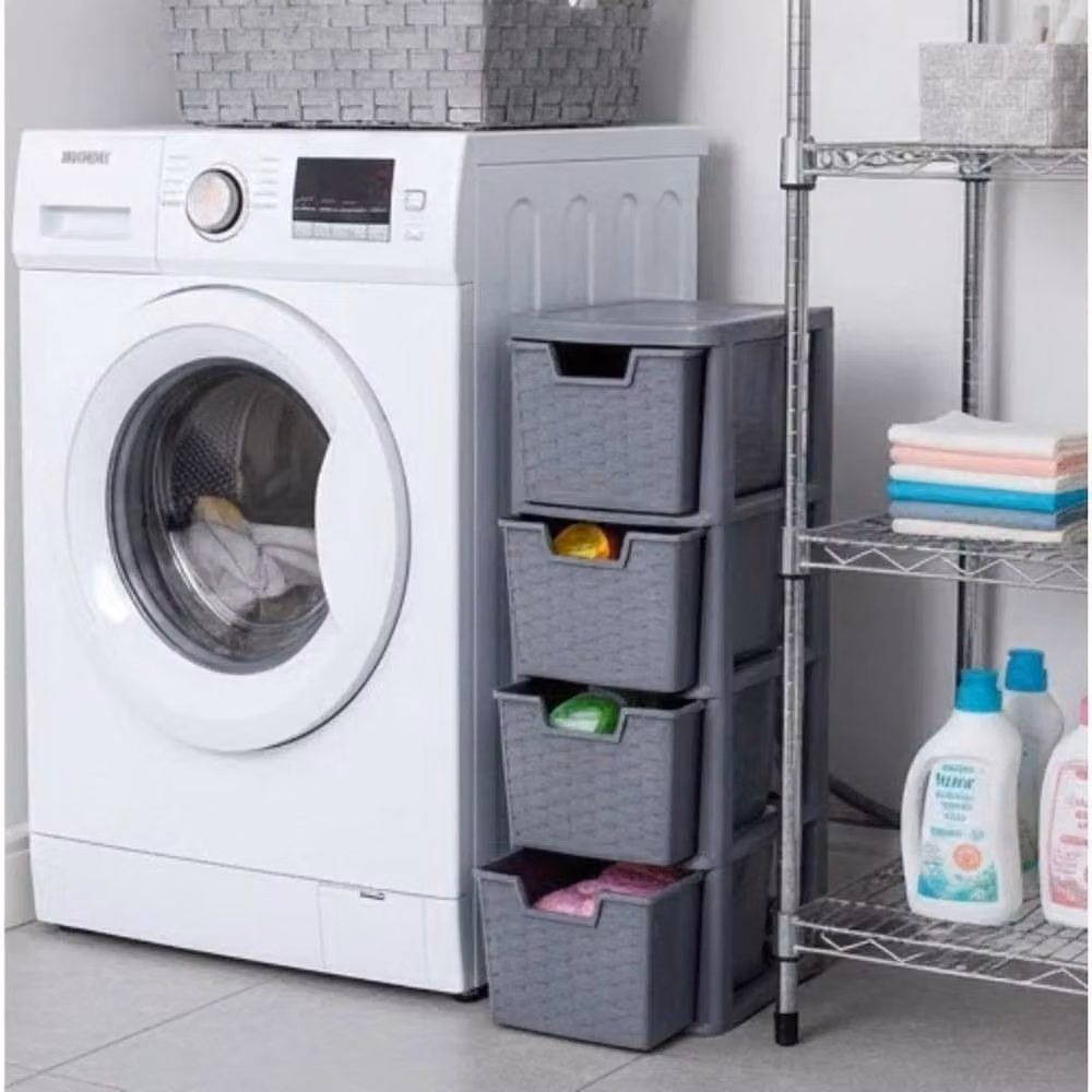 FORGEVIO Grey Plastic Rattan Style Organizer – 3