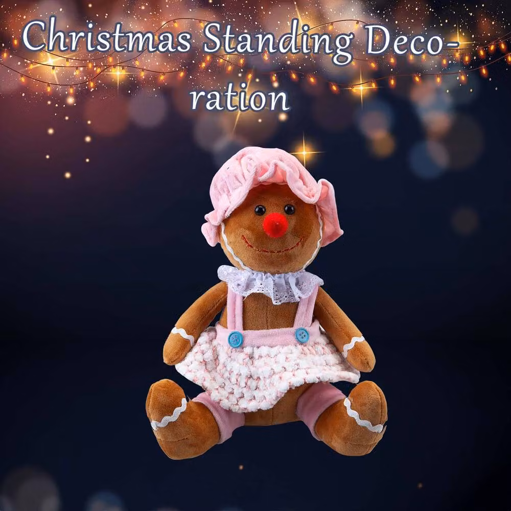 VFM e-Store Christmas Sitting Gingerbread Tabletop Decoration, Pink, W: 18 cm, H: 28 cm – 3