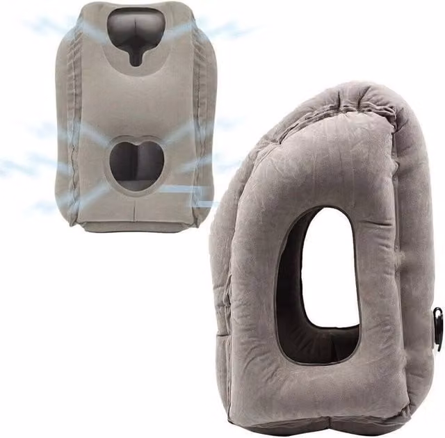 FLAVORA Grey Inflatable Travel Neck and Shoulder Support Pillow – 1