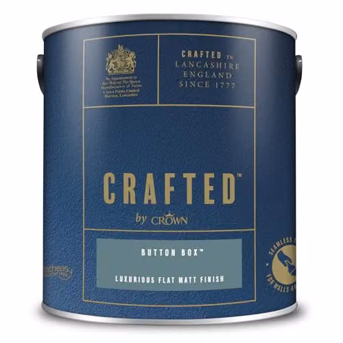 Crown Crafted Matt Emulsion Paint Button Box Blue Green Pink 2.5L – 3