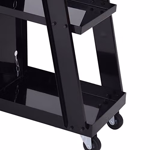 DURHAND Three-Tier Steel Welding Cart with Gas Bottle Storage and Wheels, Black, W/D/H: 70.0 x 50.0 x 39.0 cm – 9