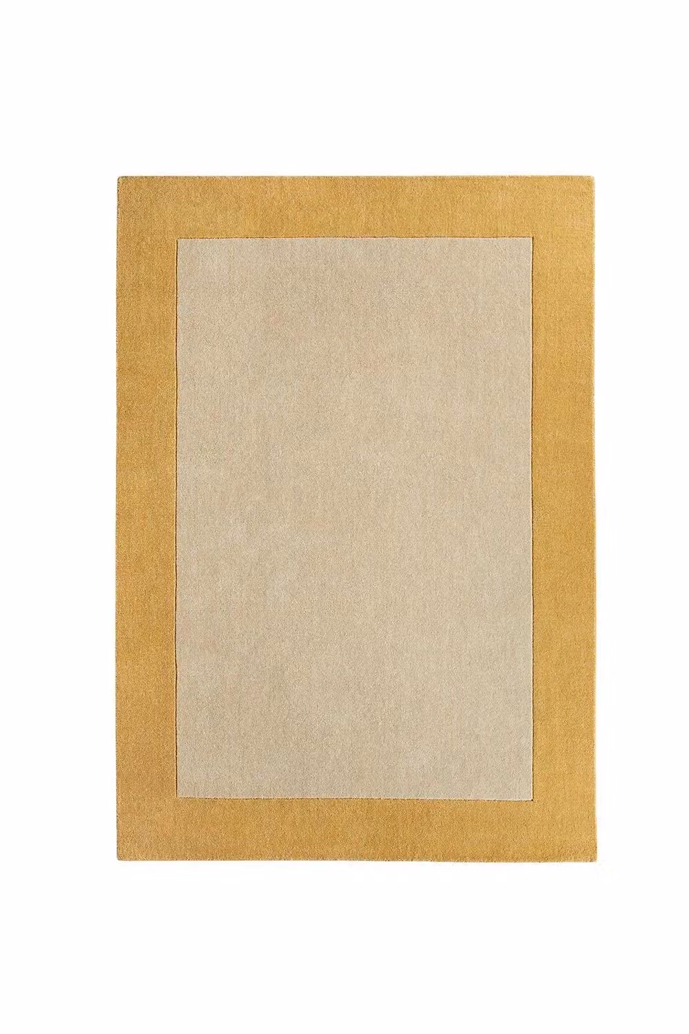 e-Rugs Contemporary Borders Plain Wool Hand Loom Woven Rectangular Rug in Yellow, W: 120 cm, L: 170 cm – 2