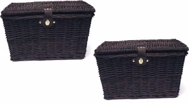 Topfurnishing Picnic Hamper Lidded Basket with Latch, Brown, Width: 39 cm