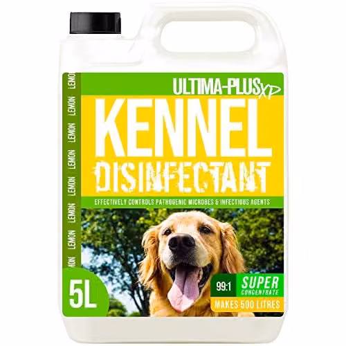 Ultima-Plus XP Kennel Kleen Concentrated Kennel Cleaner, Disinfectant, Sanitiser and Deodoriser with Lemon Fragrance, 5L – 1