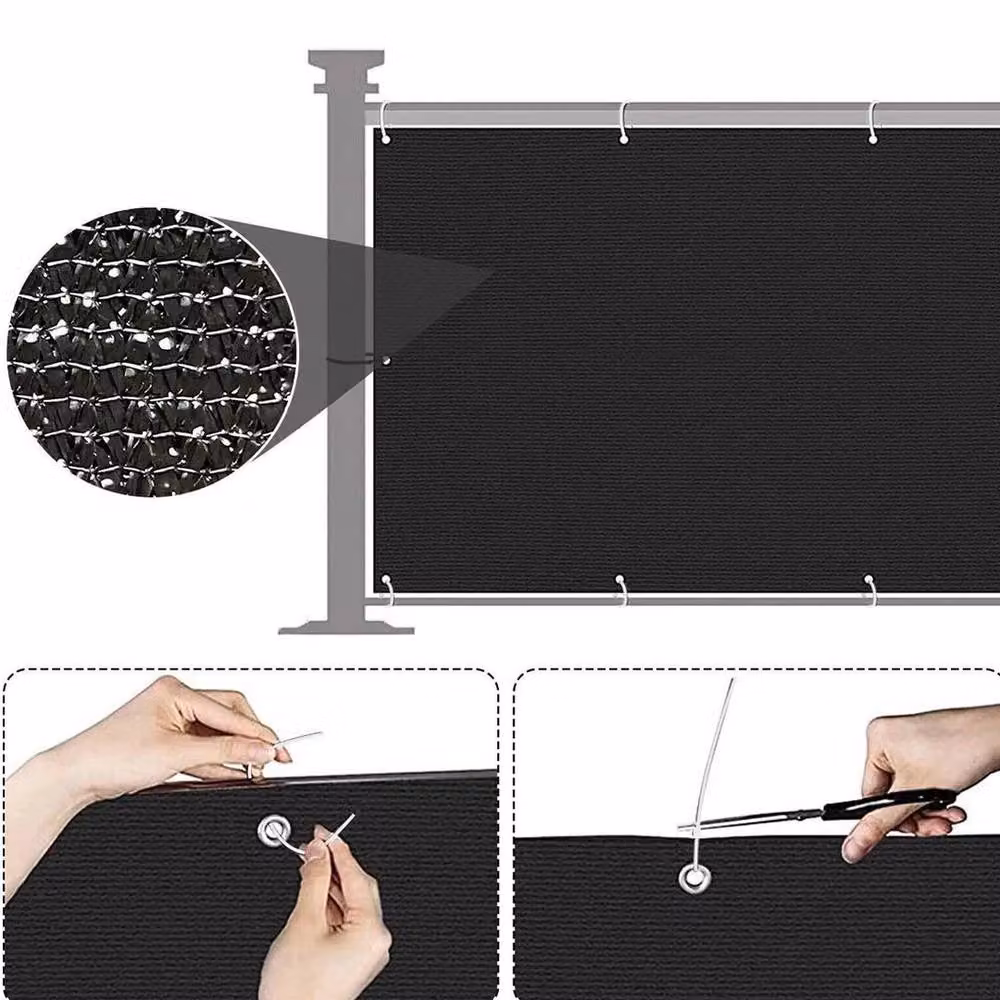 NESTLUNE Black Mat Opaque Plastic Privacy Garden Fence Panel for Balconies, W: 100 cm, H: 15 cm – 2