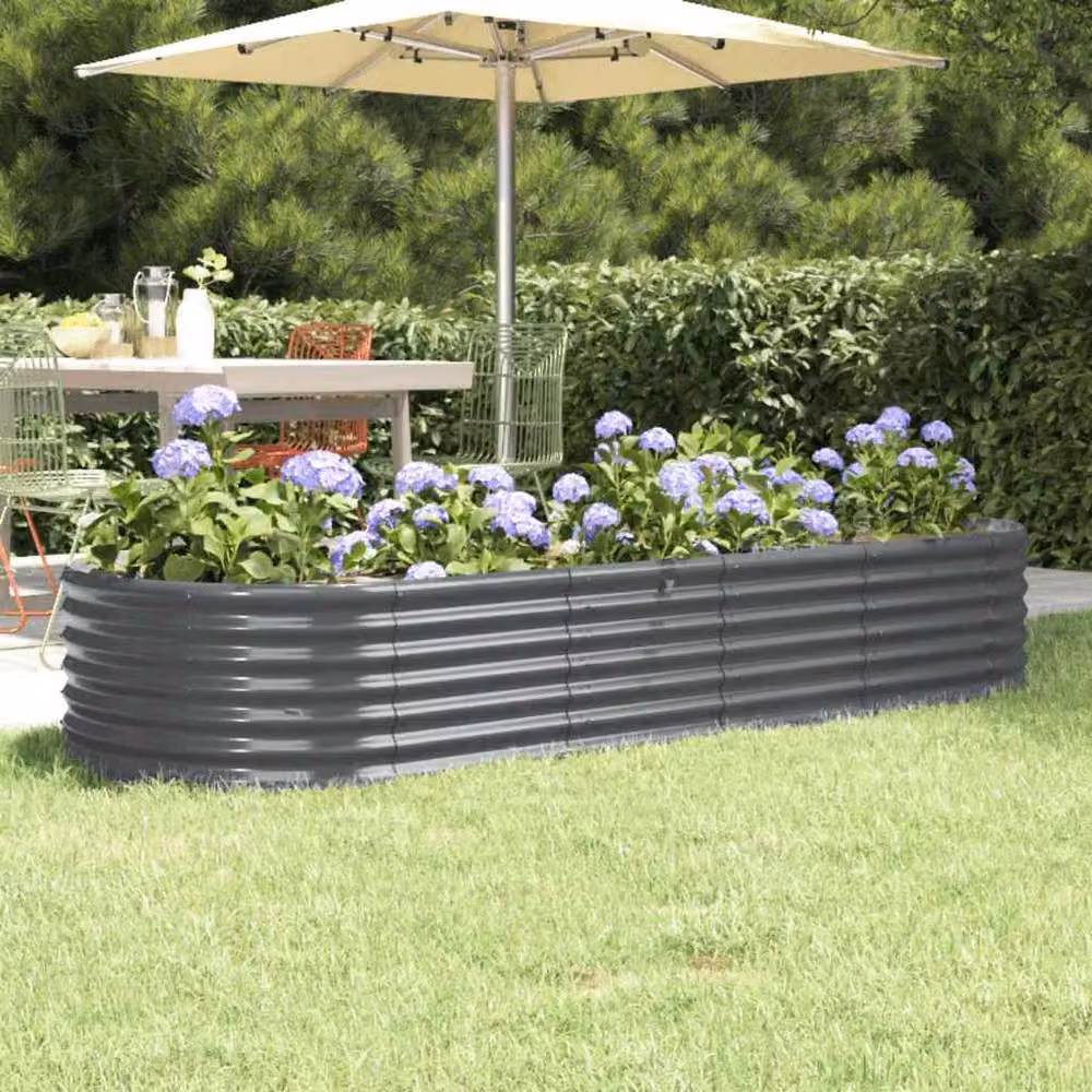 Berkfield Home Anthracite Grey Powder-coated Steel Raised Bed W/D/H: 224 x 80 x 36 cm – 2