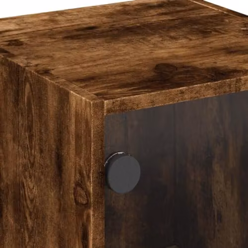vidaXL Modern Side Cabinet with Glass Doors in Smoked Oak, W/D/H: 75.5 x 35.0 x 37.0 cm – 3