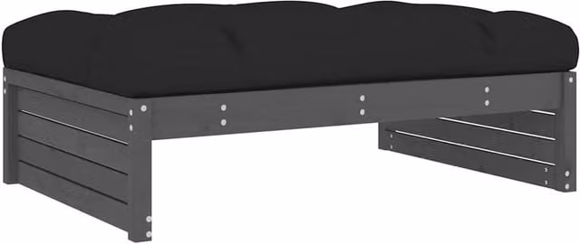 Berkfield Home Rustic Grey Garden Footstool in Solid Pine, W: 120 cm, D: 80 cm, H: 80 cm – 1