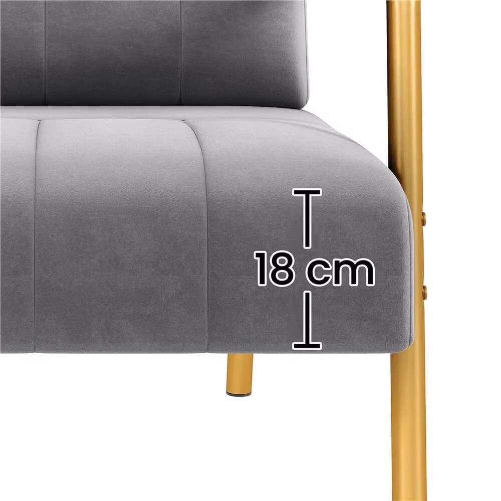 VOGREX Grey Velvet Accent Armchair with Gold Legs – 4