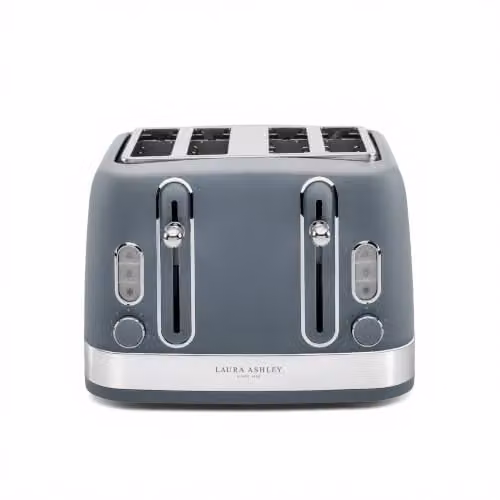 Laura Ashley 4 Slice Stainless Steel Toaster in Blue or Grey