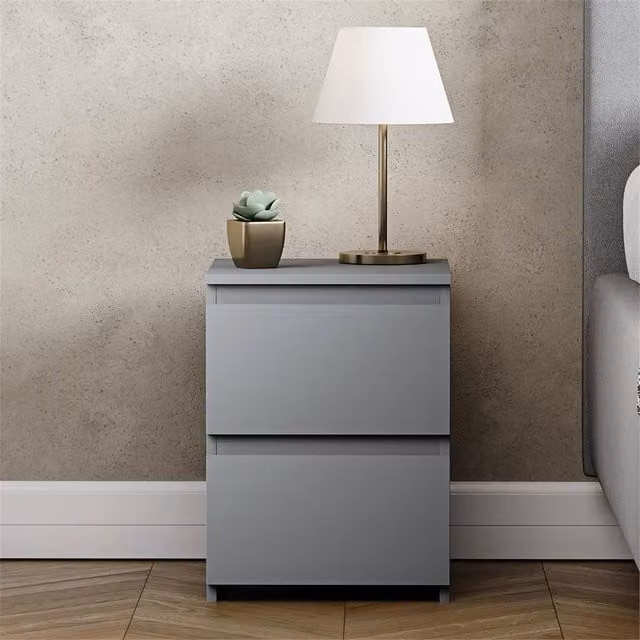 FORGEVIO Modern 2 Drawer Chest of Drawers in Grey