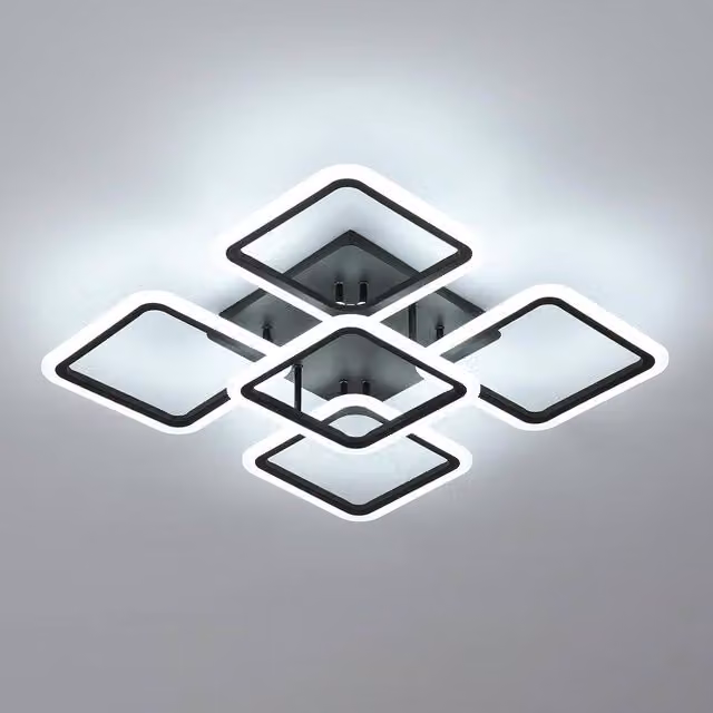 Goeco Modern Square LED Ceiling Light, 61W, 6500K Cool White, Black and Transparent Acrylic – 1