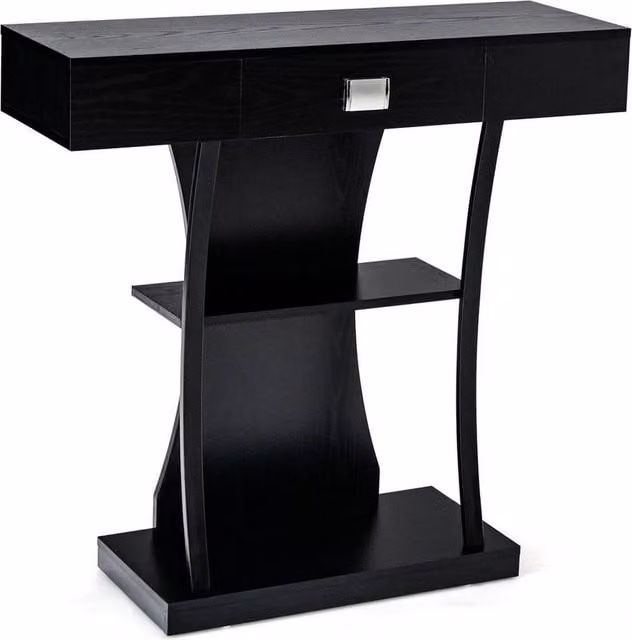 KORVIXA Modern Black Metal Console Table and Narrow Sofa Side Table – 1