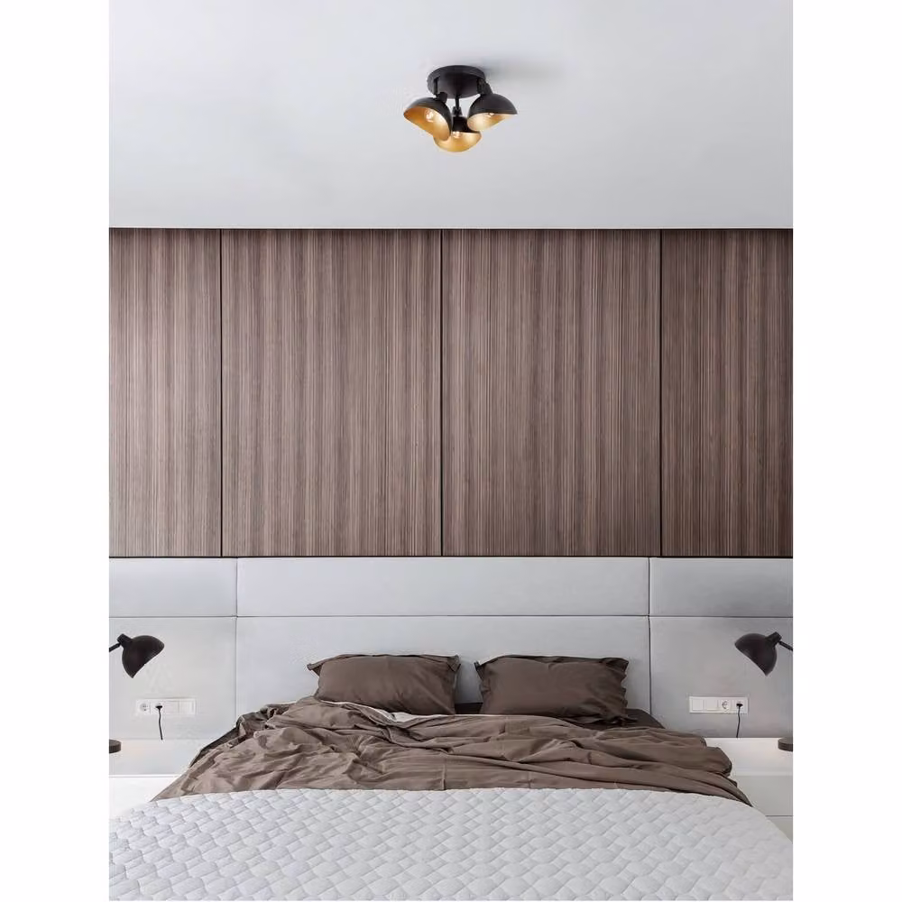 Nova Luce Modern Metal Semi Flush Ceiling Lamp in Black and Gold/Brass with E14 Socket – 2