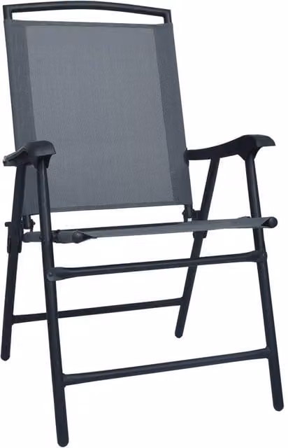Berkfield Home Set of 2 Folding Garden Chairs in Grey Texilene with Metal Frame – 1