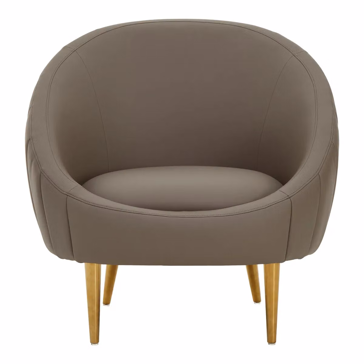 Orsina Muted Brown Faux Leather Armchair with Gold Metal Frame – 3