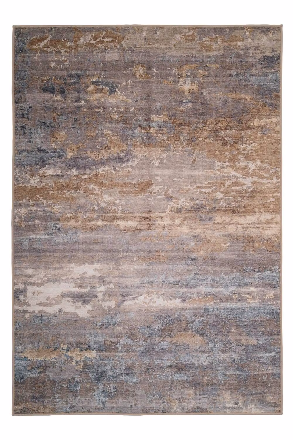 Kukoon Gold Cream Brushed Washable Modern Living Room Rug in Blue, W: 280 cm, D: 380 cm – 6