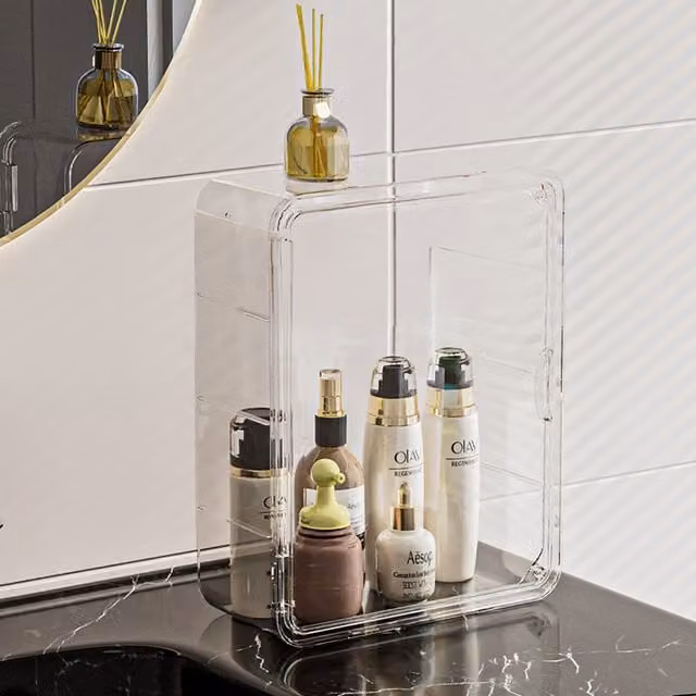 Livingandhome Wall-Mounted Plastic Storage Display Box in Transparent and White