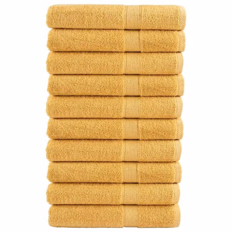 Berkfield Home SOLUND Premium Cotton Terry Towels, Gold, 10 Pack, W: 100 cm, L: 200 cm, 600gsm