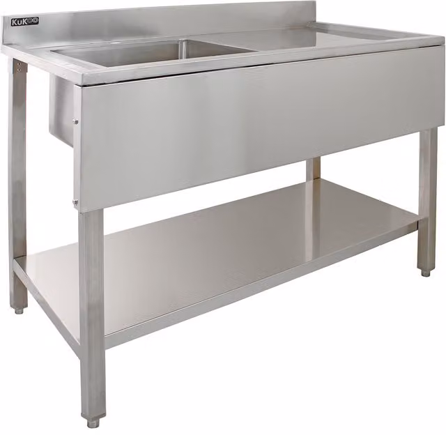 KuKoo Science Laboratory Sink Stainless Steel Single Bowl with Right Hand Drainer, Silver