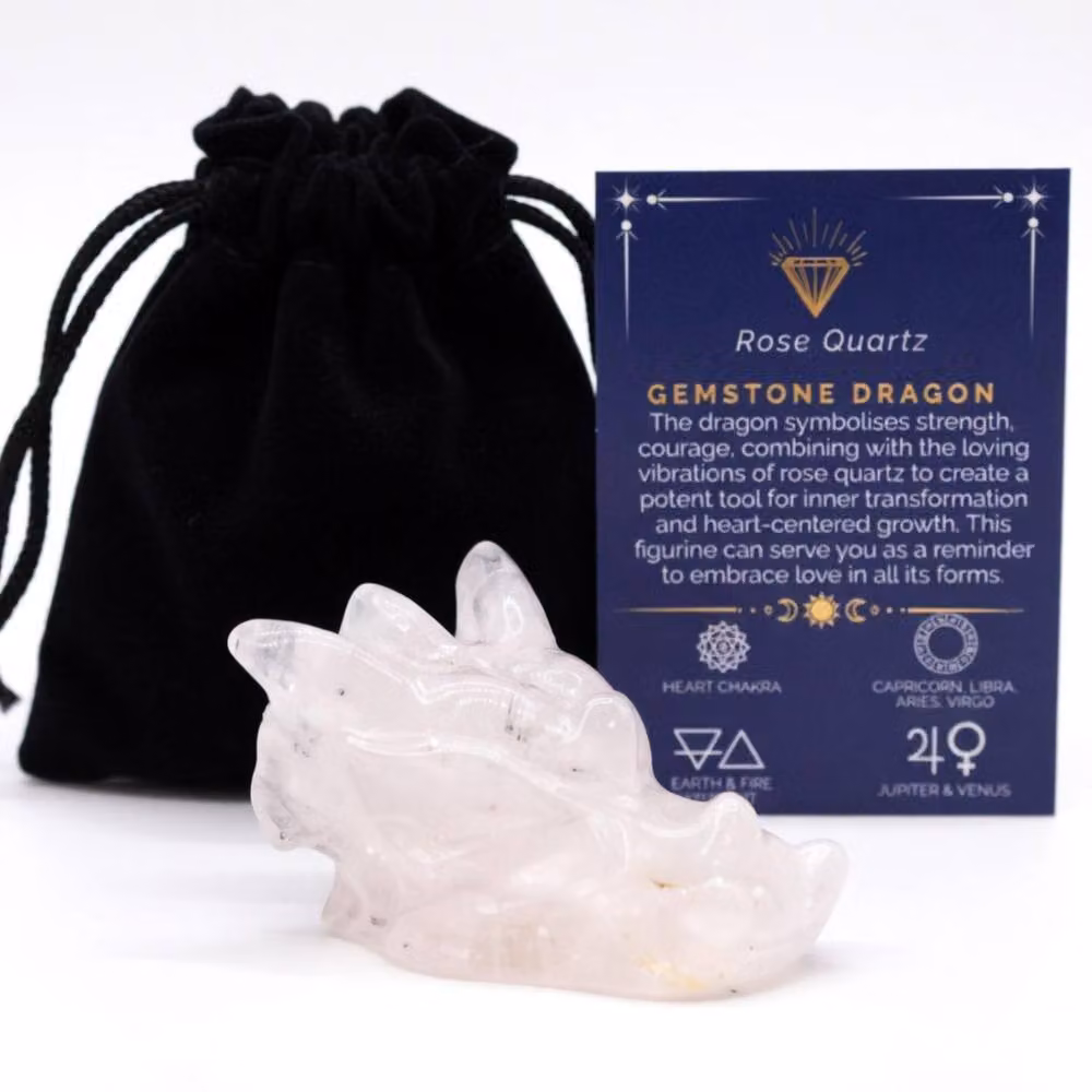 KDMD Rose Quartz Small Dragon Head Gemstone Carving in Pink – 2