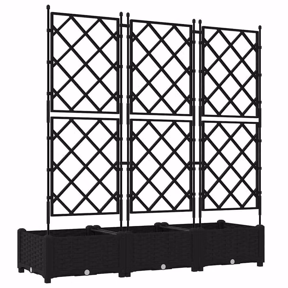 Berkfield Home Garden Planter with Trellis, 3 Piece Set, Black, W/D/H: 120 x 40 x 125.5 cm – 6