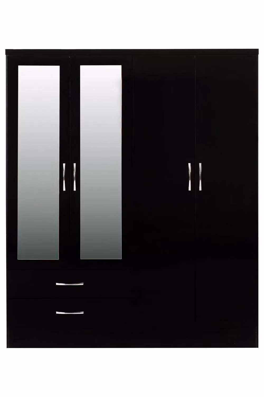 Seconique Nevada 4 Door 2 Drawer Mirrored Wardrobe in Black Gloss – 7