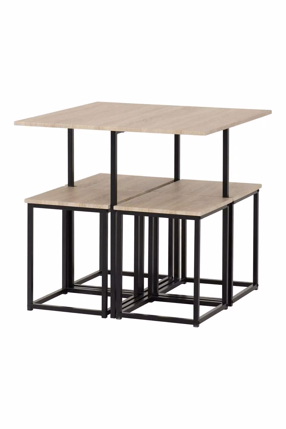 Seconique Stowaway Dining Set in Oak and Black with Square Table and 5 Chairs – 5