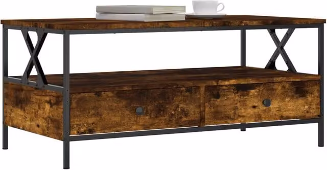 Berkfield Home Smoked Oak Decorative Coffee Table in Brown, W/D/H: 100 x 51 x 45 cm