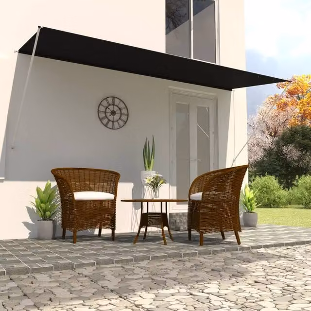 Berkfield Home Retractable Awning in Anthracite Black, W/D/H: 400 x 150 cm
