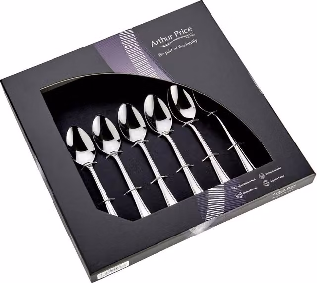 Arthur Price Harley Polished Stainless Steel Teaspoons, Set of 6, Silver – 1