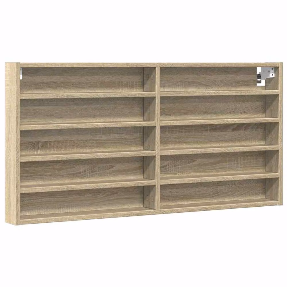 Berkfield Home Vitrine Cabinet in Sonoma Oak with Glass Doors and Internal Shelves, W/D/H: 100 x 8.5 x 50 cm – 2