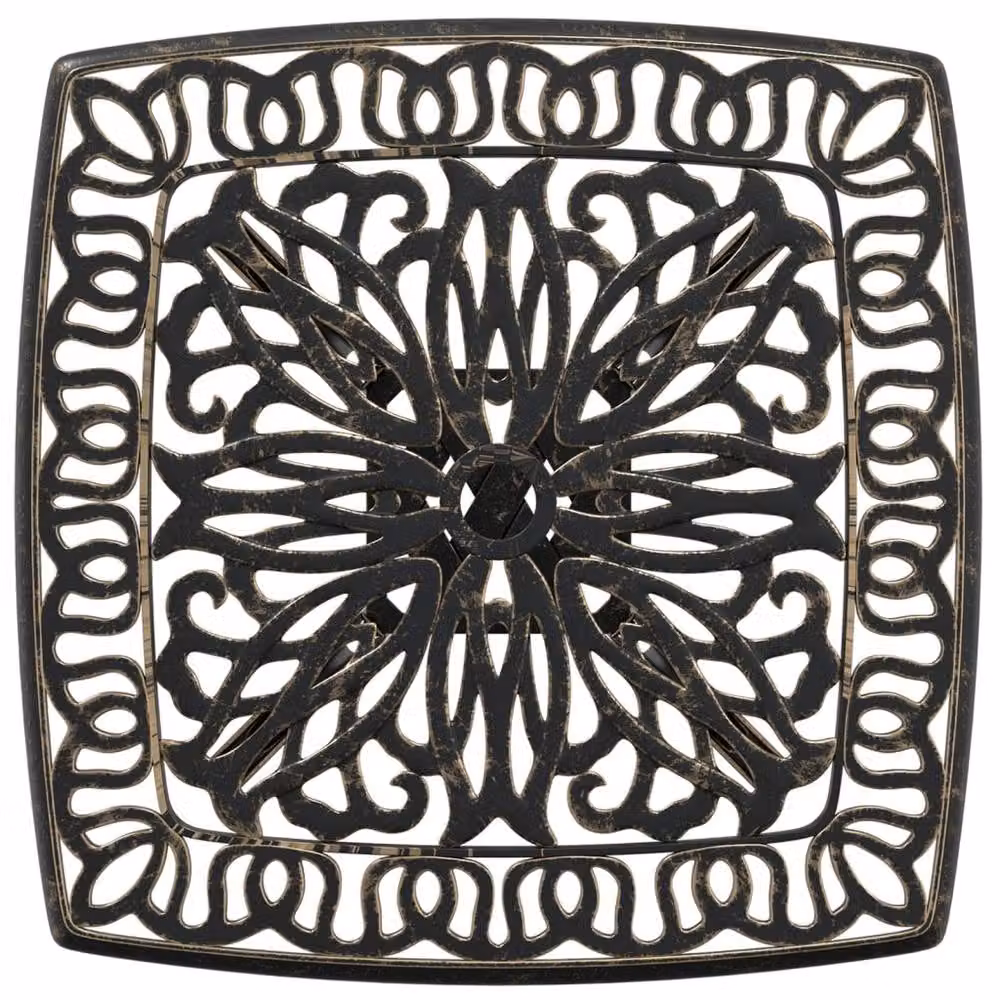Berkfield Home Square Garden Table in Brown Cast Aluminium W/D/H: 53 x 53 x 53 cm – 4