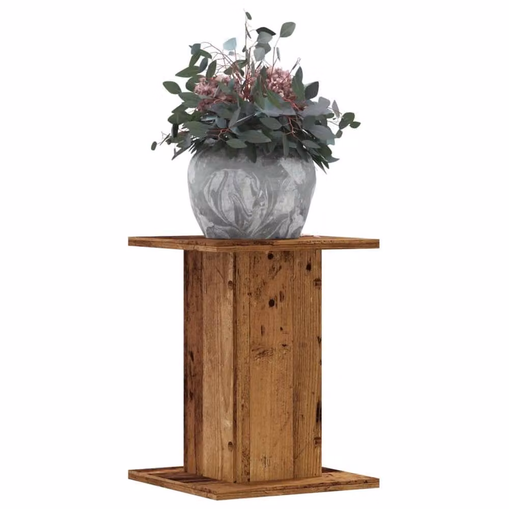 Berkfield Home Set of 2 Rustic Brown Square Plant Stands, W/D/H: 30 x 30 x 40 cm – 2