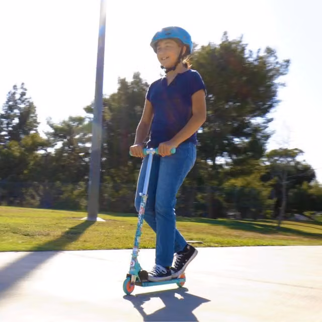 Razor A Kick Scooter Special Edition Paradise Graphic in Teal Aluminum Folding Scooter with Height Adjustable Handle and Brake